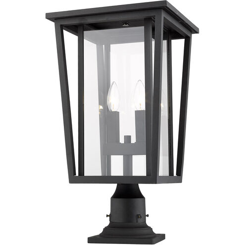 Seoul 2 Light 22 inch Black Outdoor Pier Mounted Fixture in 13.25