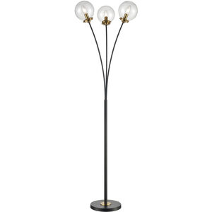 Boudreaux 64 inch 5 watt Burnished Brass / Matte Black / Clear Floor Lamp Portable Light