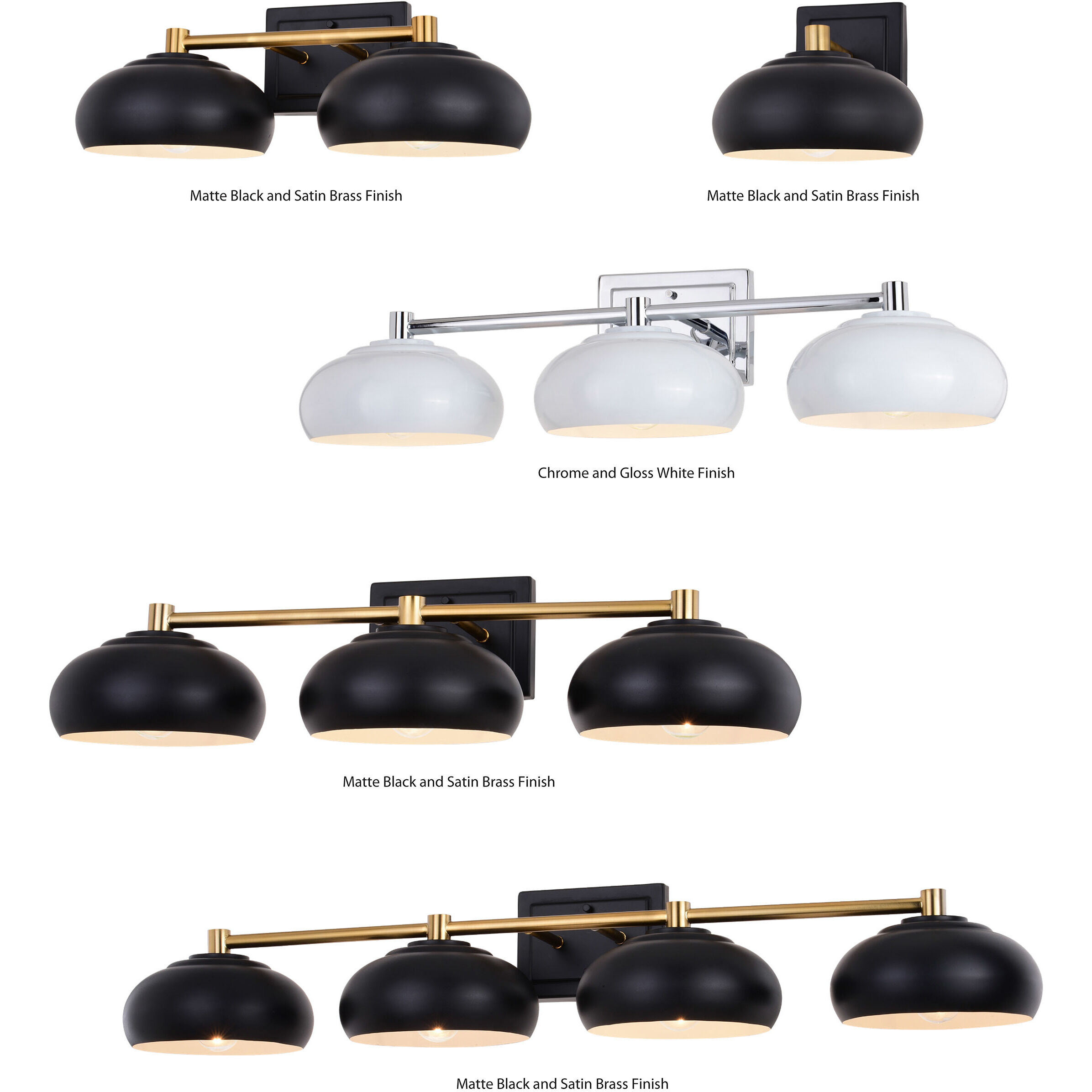 Belmont LED 38 inch Matte Black and Satin Brass Bathroom Light Wall Light in 4