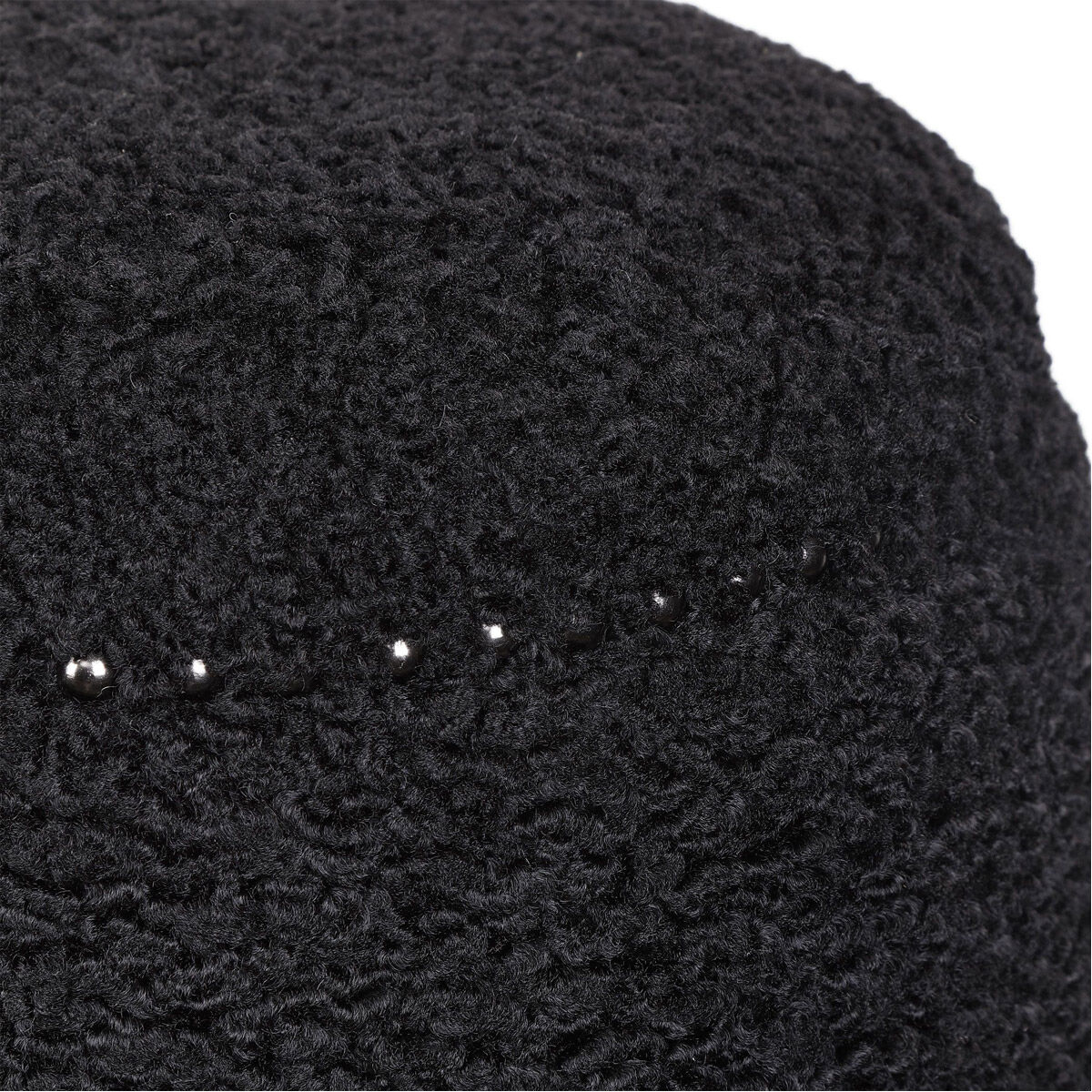 Gumdrop 17 inch Faux Black Shearling and Black Nickel Ottoman
