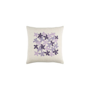 Little Flower 20 X 20 inch Lavender and Bright Purple Throw Pillow