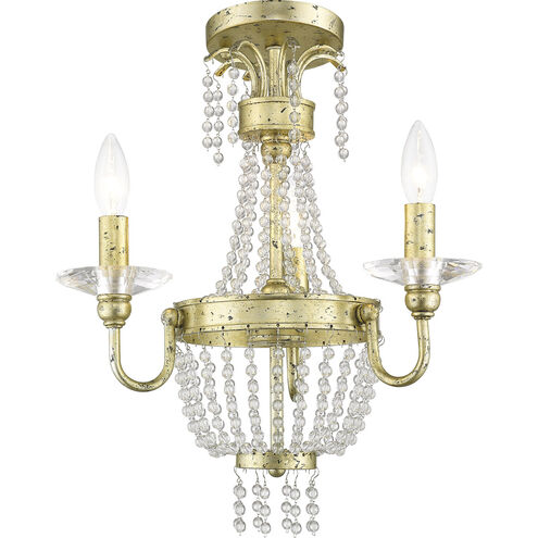 Valentina 3 Light 15 inch Hand Applied Winter Gold Convertible Mini Chandelier/Ceiling Mount Ceiling Light