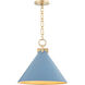 Jackson 1 Light 16 inch Blue and Aged Brass Pendant Ceiling Light