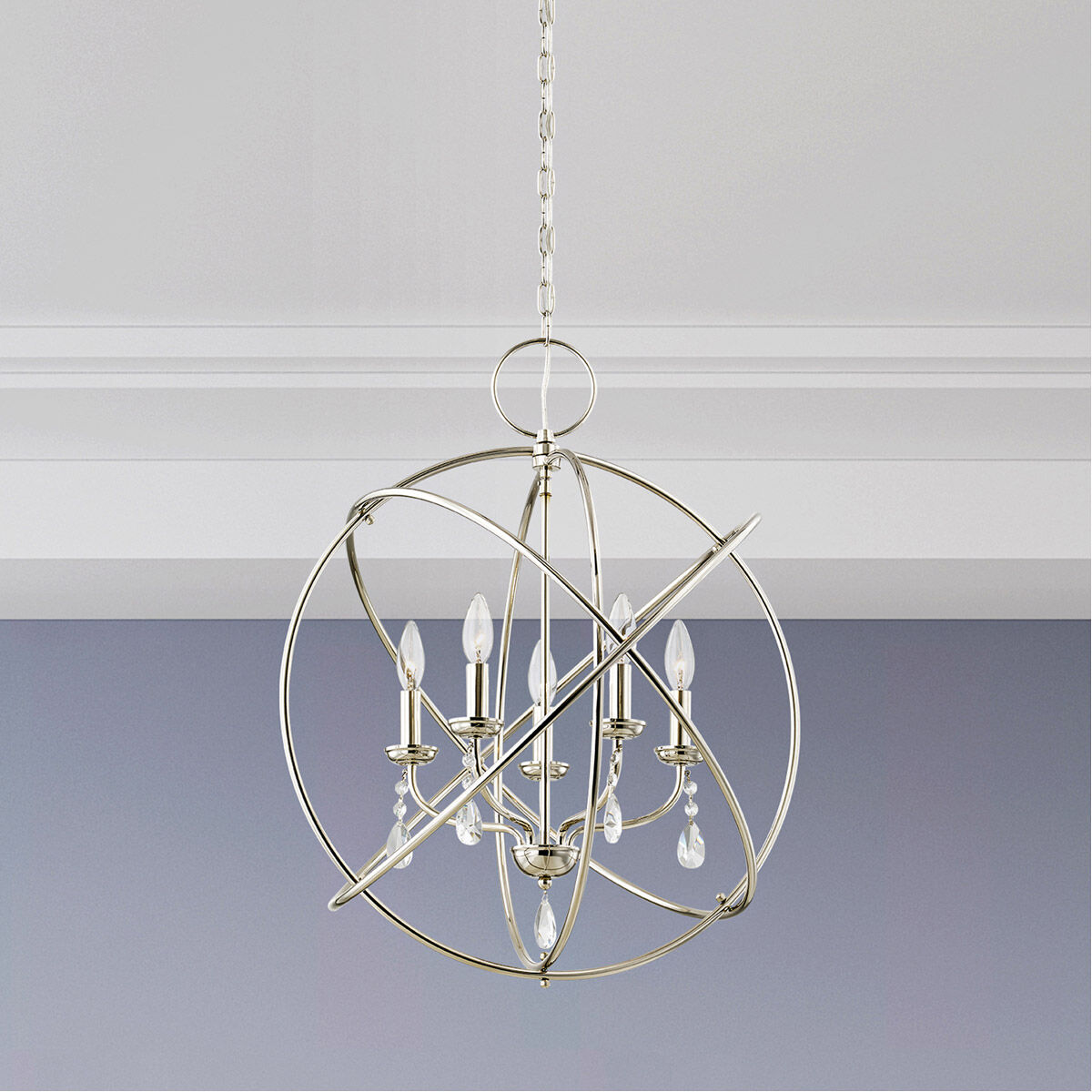 Aria 5 Light 22 inch Polished Nickel Chandelier Ceiling Light
