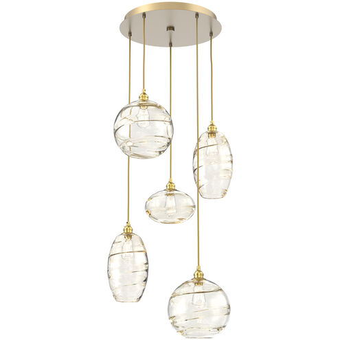 Misto 5 Light 23 inch Gilded Brass Chandelier Ceiling Light in Misto Amber, Round Multi-Port
