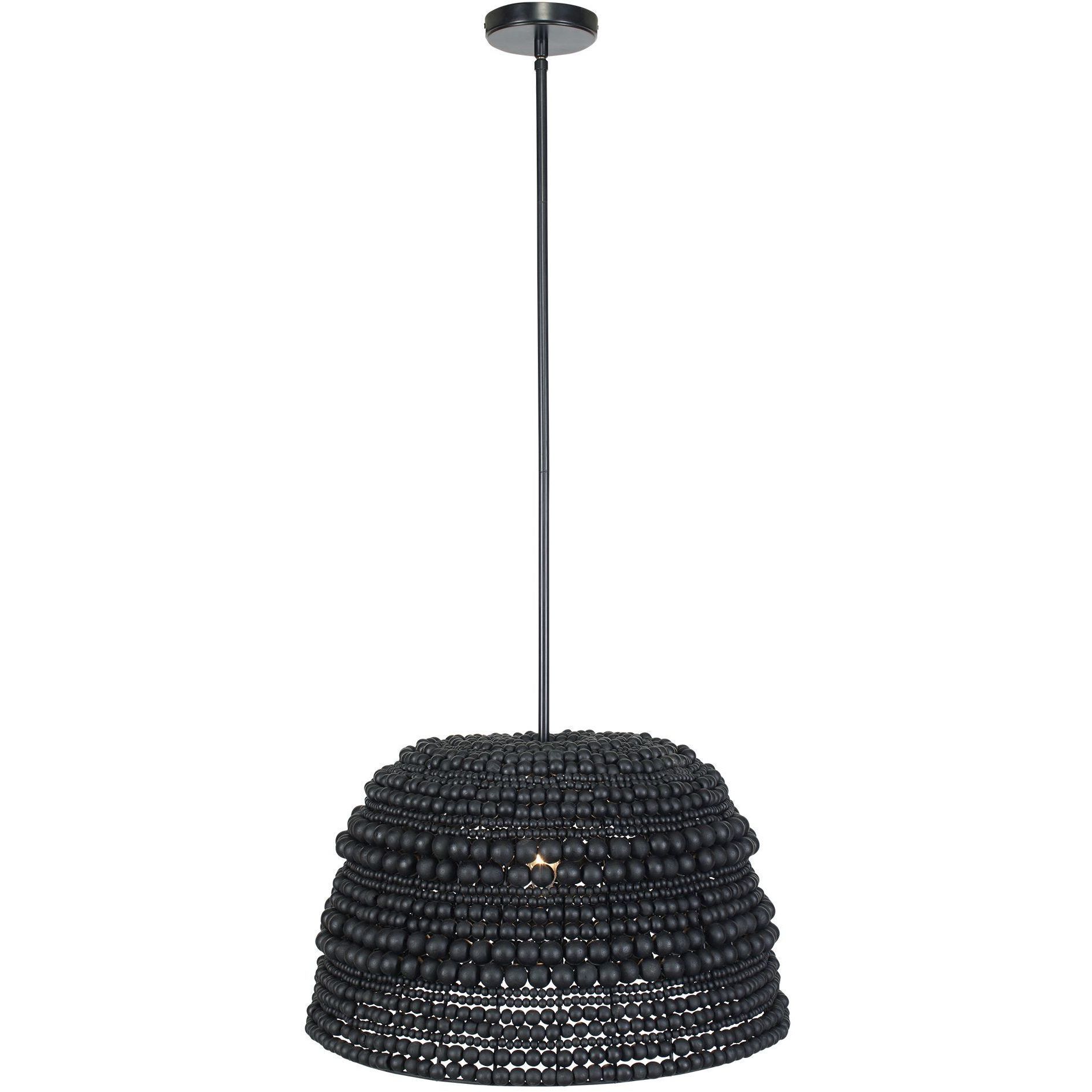 Persephone 1 Light 20.75 inch Black Wooden Beads and Matte Black Pendant Ceiling Light