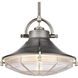 Urbanite 1 Light 13 inch Weathered Zinc with Polished Nickel Pendant Ceiling Light