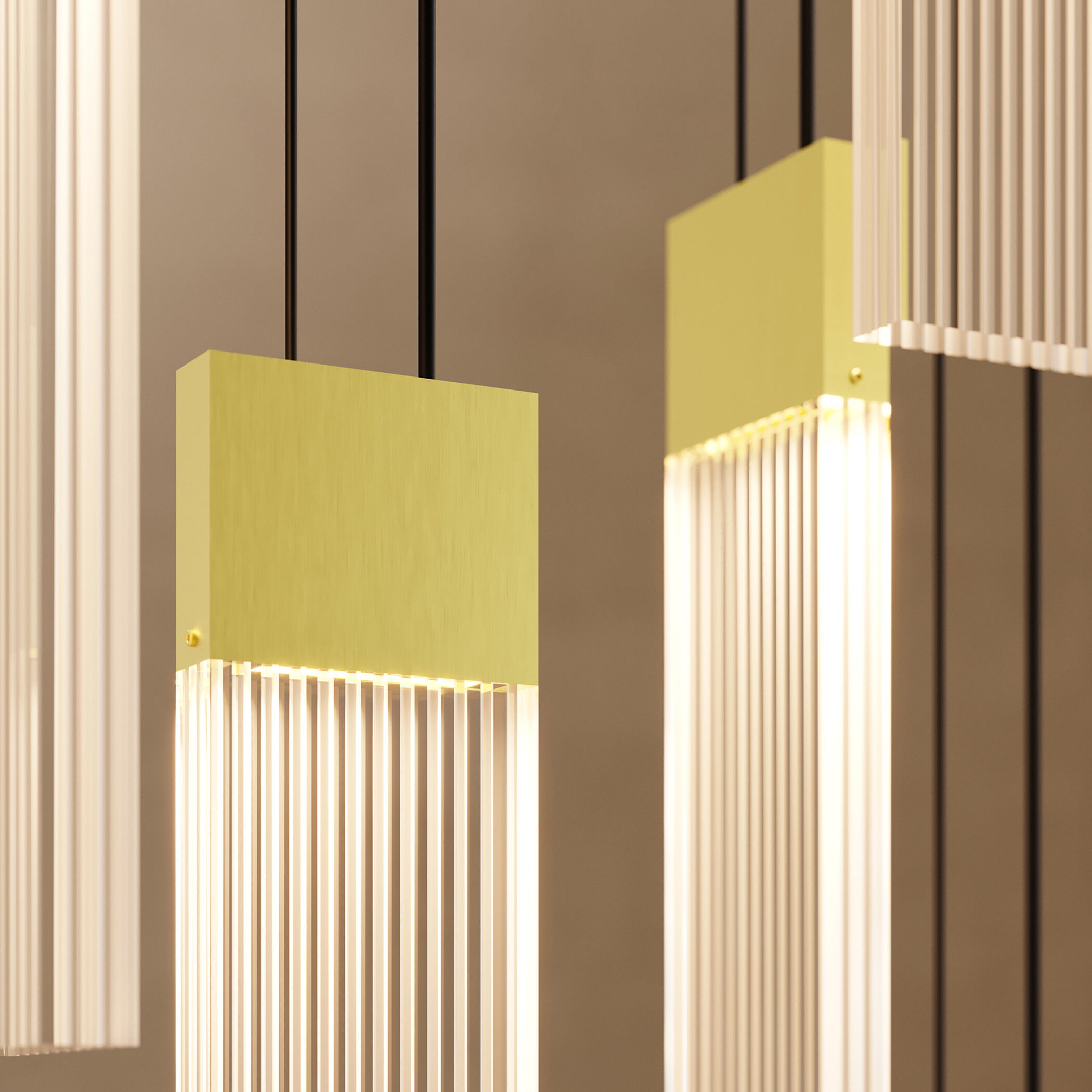 V Panels 6 Light 6.75 inch Brass Pendant Ceiling Light