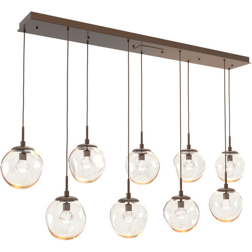 Aster LED LED Burnished Bronze Linear Pendant Ceiling Light in 2700K LED, Zircon Inner - Amber Outer, Multi-Pendant