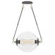 Otto 2 Light 28.4 inch Black with Brass Accents Pendant Ceiling Light in Clear with Frost, Sphere