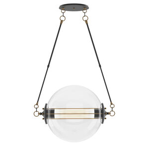Otto 2 Light 28.4 inch Black with Brass Accents Pendant Ceiling Light in Clear with Frost, Sphere