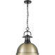 Yep Duncan 1 Light 14 inch Matte Black Pendant Ceiling Light in Aged Brass, Large