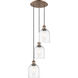 Ballston Bella 3 Light 12 inch Antique Copper Cord Hung Multi Pendant Ceiling Light