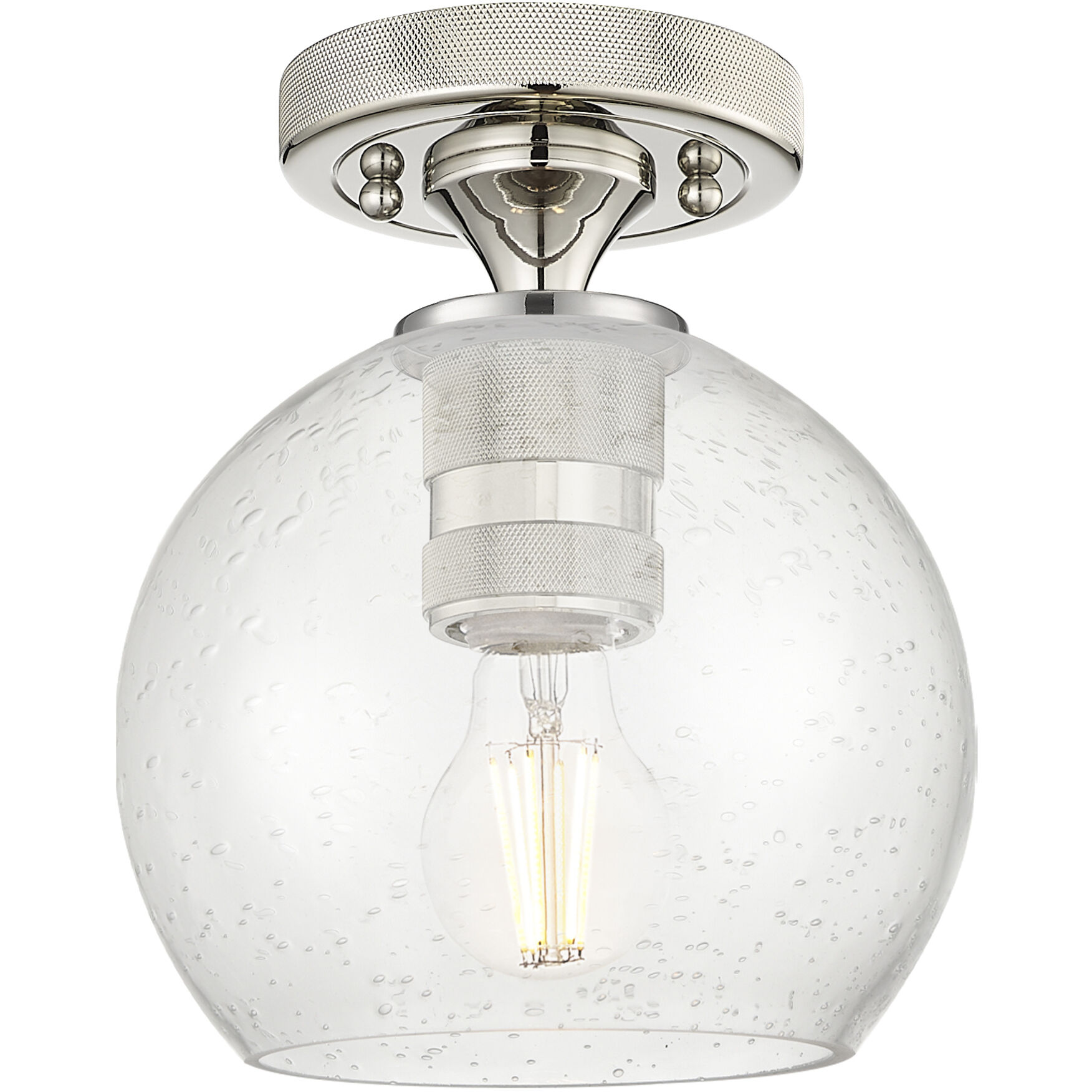 Crown Point 1 Light 5.88 inch Polished Nickel Flush Mount Ceiling Light in Seedy Glass
