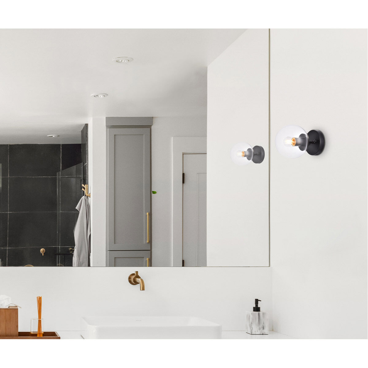 Mimi 1 Light 6 inch Black Bath Sconce Wall Light, can be Ceiling Mounted