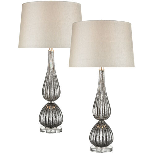 Mariani 34 inch 150.00 watt Silver Mercury with Clear Table Lamp Portable Light, Set of 2