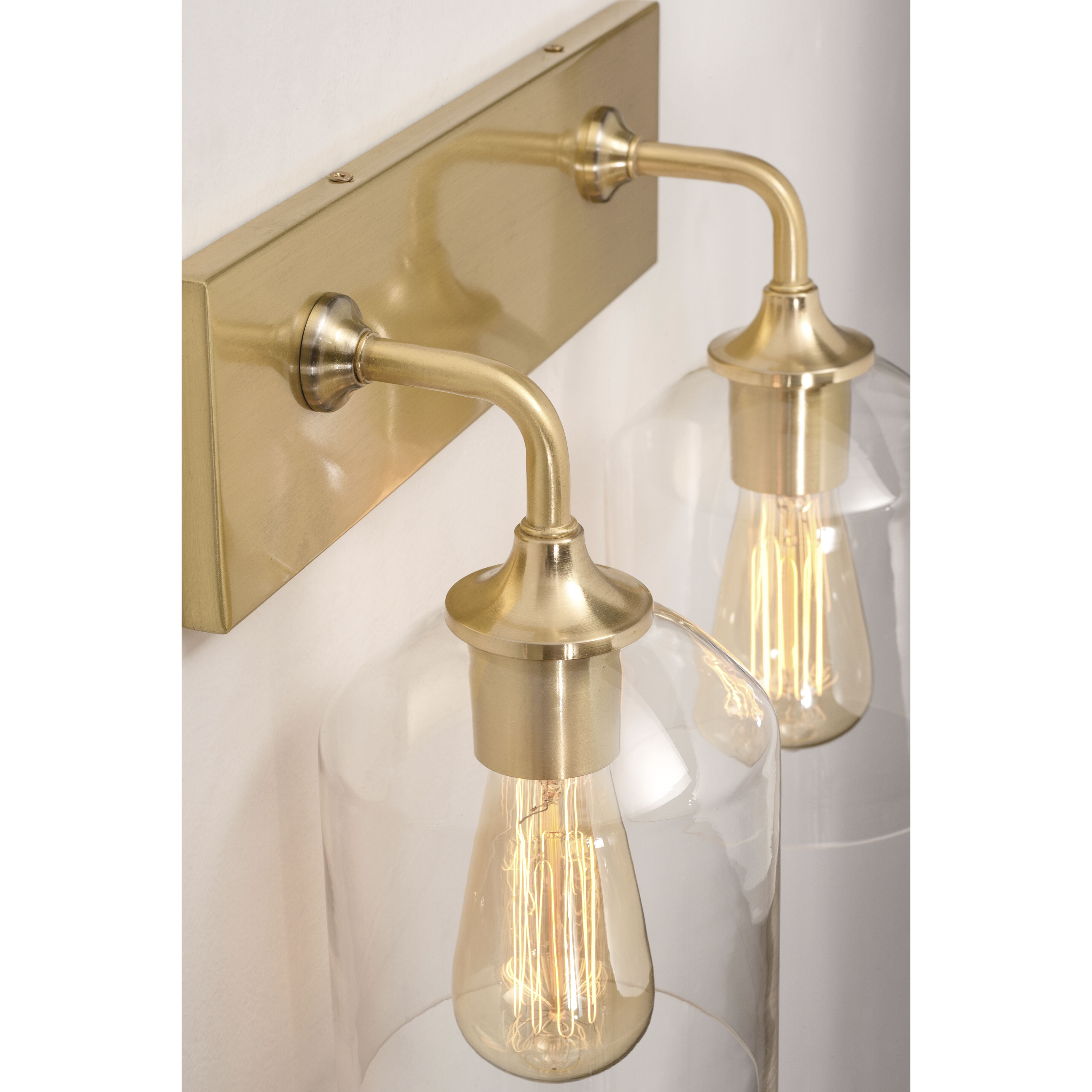 William 2 Light 14.76 inch Satin Brass Bath Vanity Wall Light