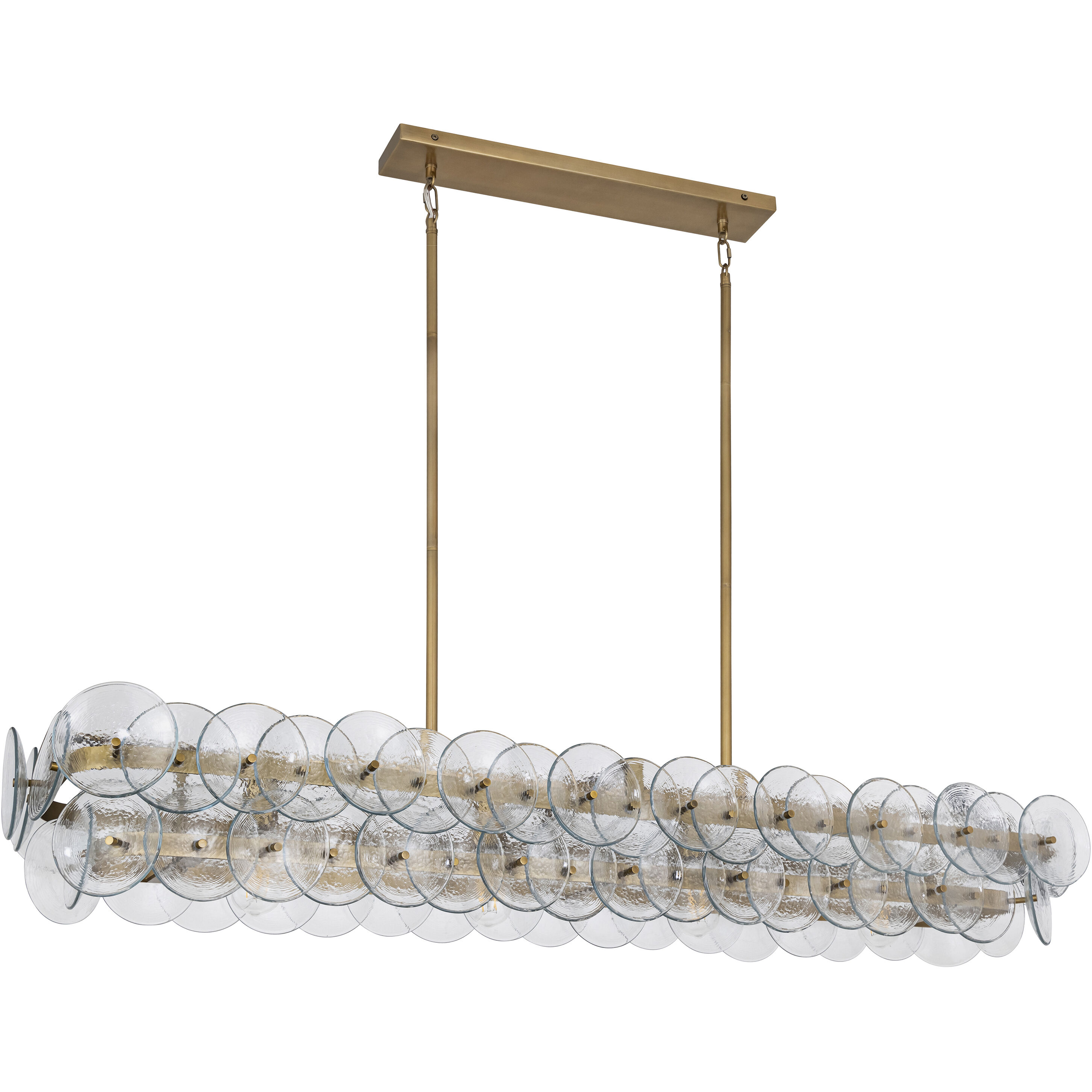 Loren 4 Light 54 inch Weathered Brass Linear Pendant Ceiling Light