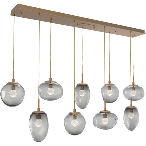 Cosmos LED LED Novel Brass Linear Pendant Ceiling Light in 2700K LED, Zircon Inner - Smoke Outer, Multi-Pendant