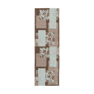 Cosmopolitan 96 X 30 inch Sky Blue/Taupe/Dark Brown/Camel Rugs, Polyester