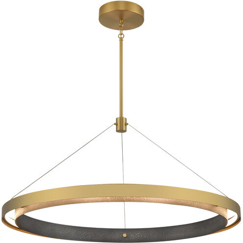 Fagan LED 34 inch Brushed Brass with Forged Iron Chandelier Ceiling Light in Brushed Brass and Forged Iron