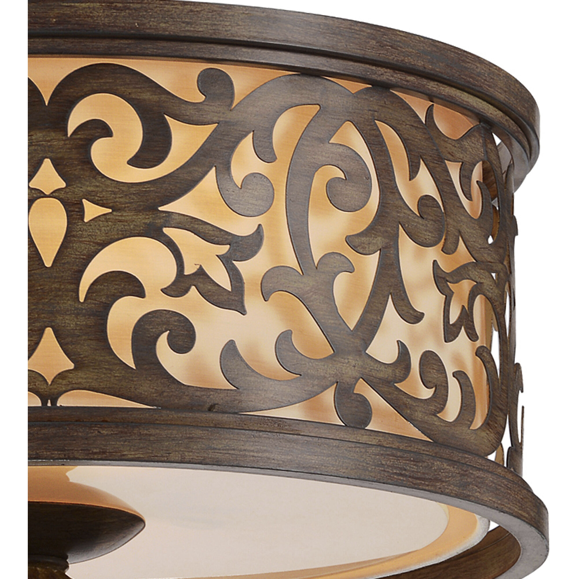 Nicole 3 Light 14 inch Brushed Chocolate Drum Shade Flush Mount Ceiling Light