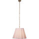 Scalloped 1 Light 24 inch Antique Brass Pendant Ceiling Light in White Boucle