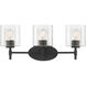 Solventa 3 Light 23.5 inch Matte Black Bathroom Vanity Light Wall Light