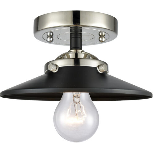 Nouveau Railroad 1 Light 8 inch Black Polished Nickel Semi-Flush Mount Ceiling Light in Matte Black, Nouveau