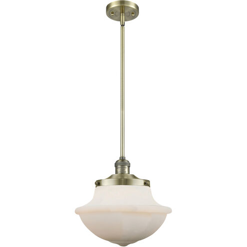 Franklin Restoration Oxford 1 Light 12 inch Antique Brass Mini Pendant Ceiling Light in Incandescent, Matte White, Franklin Restoration