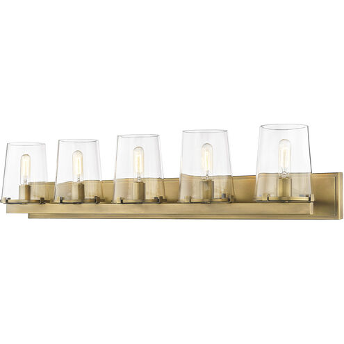 Callista 5 Light 47 inch Rubbed Brass Vanity Wall Light