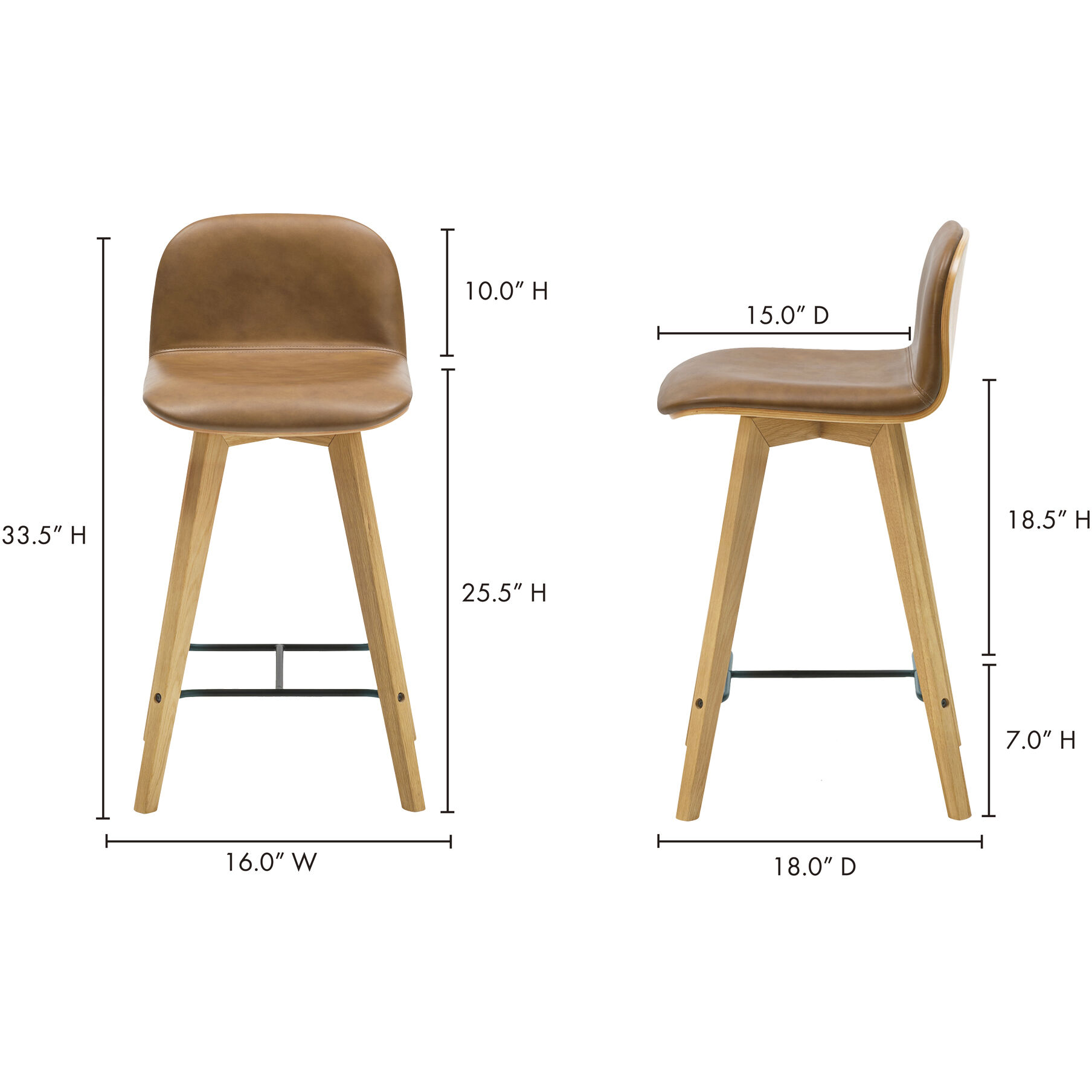 Napoli 34 inch Brown Counter Stool