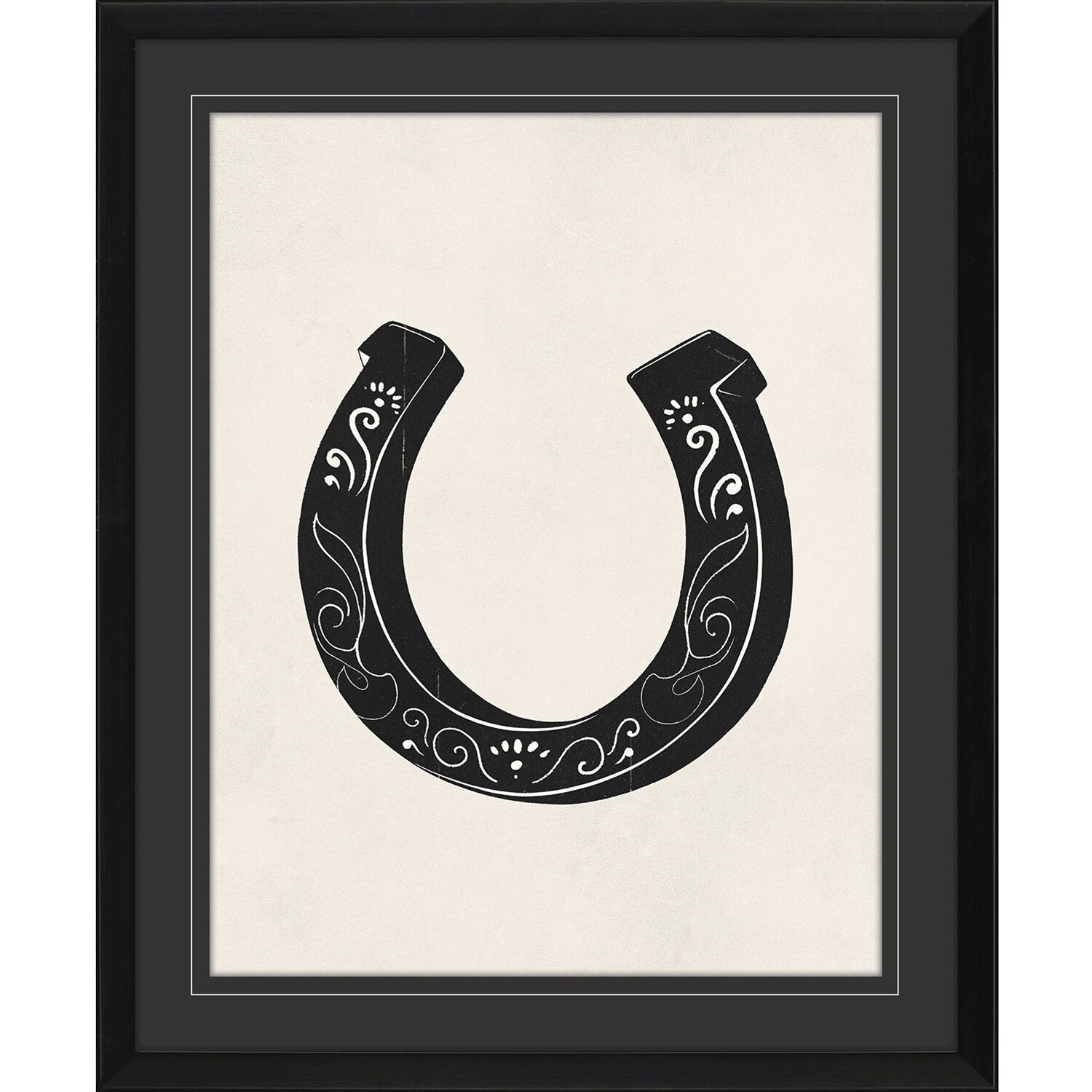 Cowboy Boots Cowboy Hat Cowboy Horseshoe Cowboy Saddle Black and Neutral Framed Art, Propac