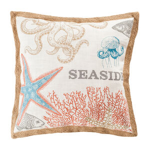 Great Reef 24 X 6 inch Coral/Crema/Turquoise Pillow