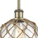 Ballston Farmhouse Rope LED 8 inch Antique Brass Pendant Ceiling Light in Clear Glass with Brown Rope, Ballston