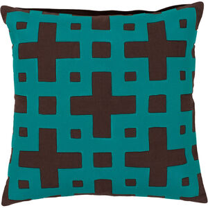 Layered Blocks 22 inch Dark Brown, Emerald Pillow Kit