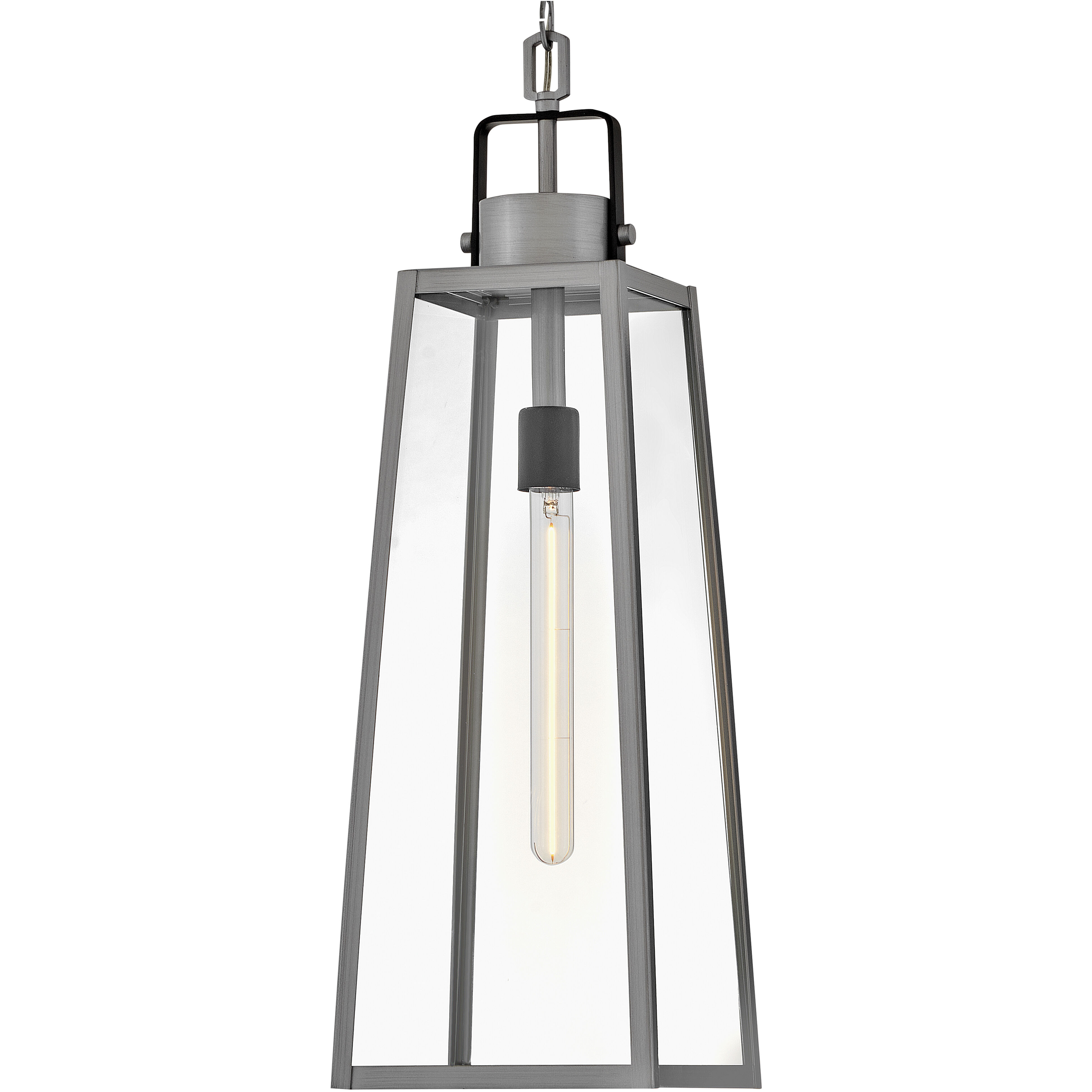 Hugh 1 Light 8.5 inch Antique Brushed Aluminum with Black Outdoor Hanging