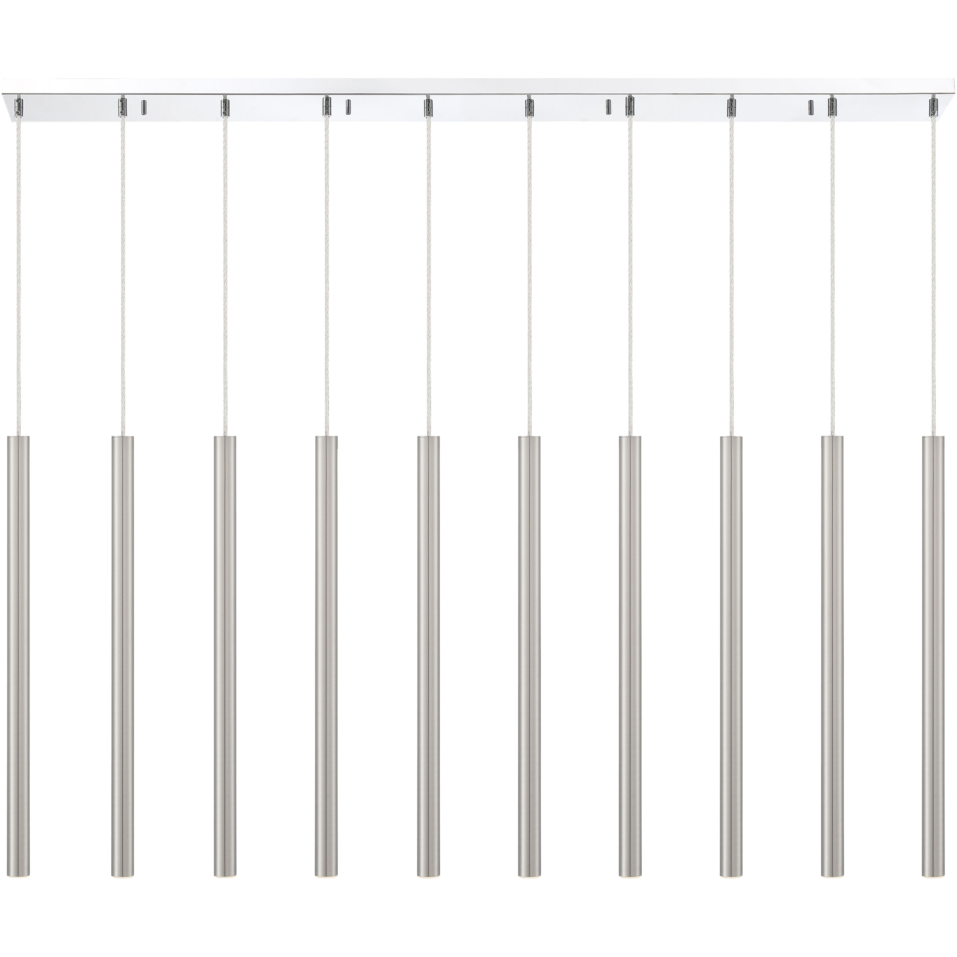 Forest LED 56.5 inch Chrome Linear Chandelier Ceiling Light in Brushed Nickel Steel, 10, 37