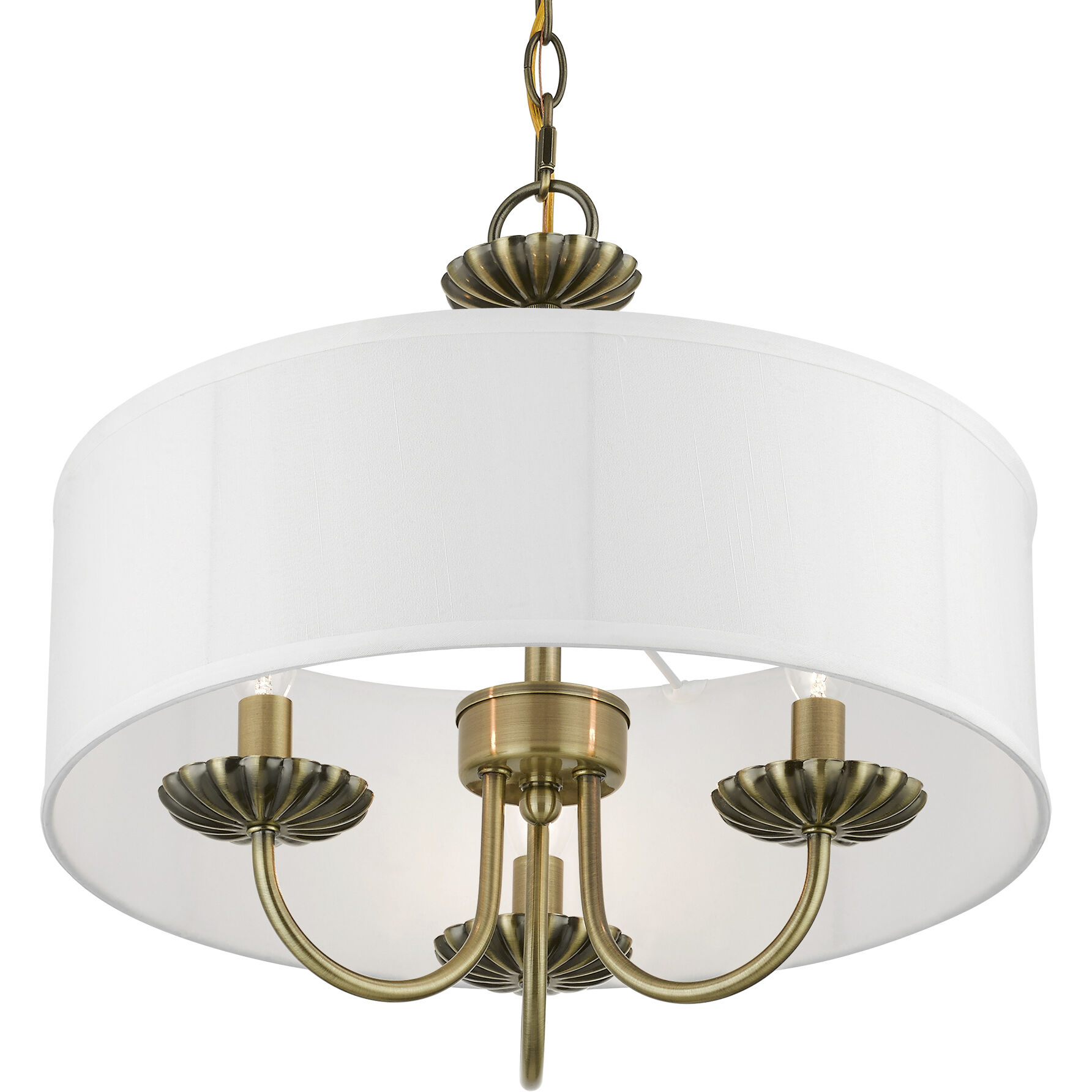 Brookdale 3 Light 16 inch Antique Brass Pendant Chandelier Ceiling Light