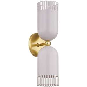 Liba 2 Light 4.75 inch Aged Brass/Soft Peignoir Wall Sconce Wall Light