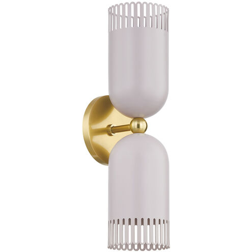 Liba 2 Light 4.75 inch Aged Brass/Soft Peignoir Wall Sconce Wall Light