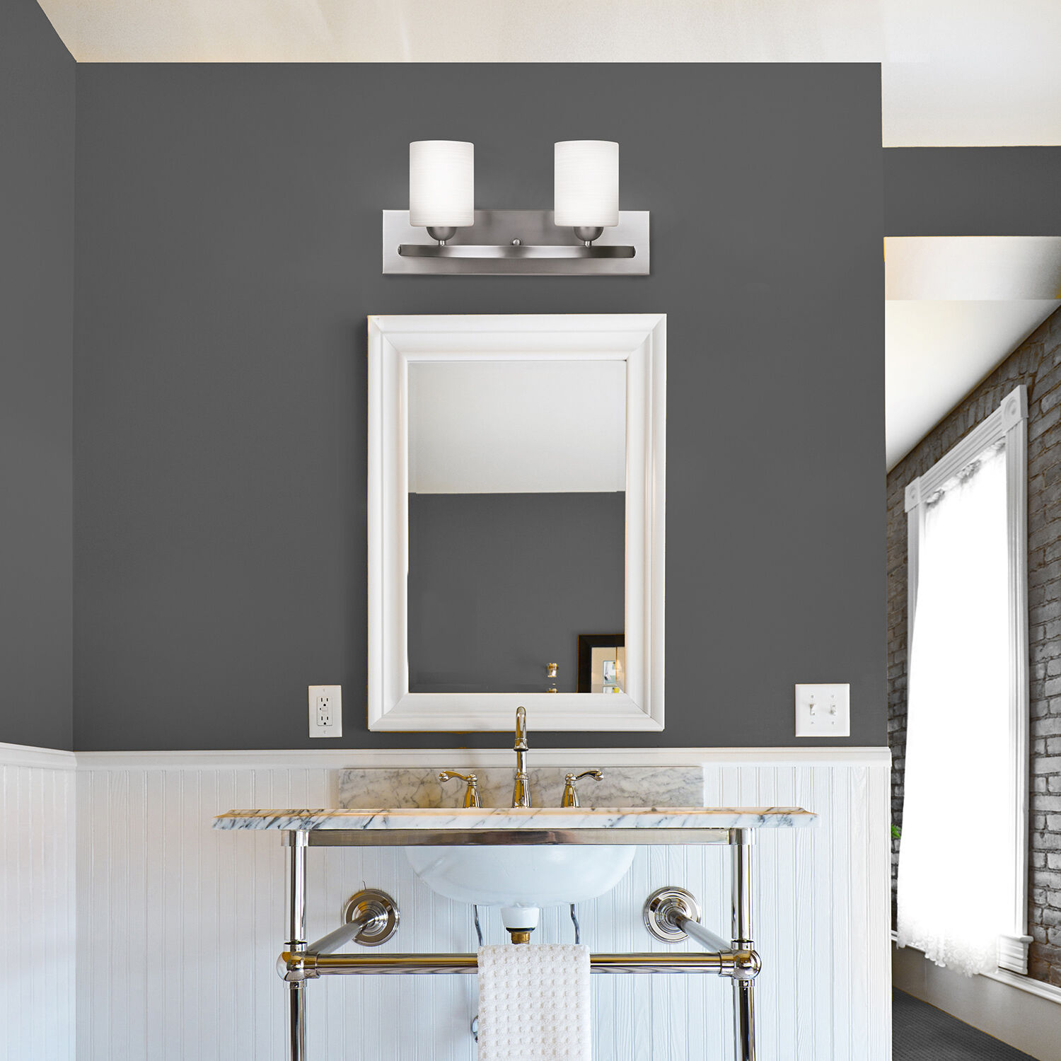 Madison 2 Light 18 inch Brushed Pewter Vanity Light Wall Light