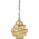 Flow 1 Light 10 inch Baguette and Natural Rattan Mini Pendant Ceiling Light in Baguette/Natural Rattan, Smithsonian Collaboration