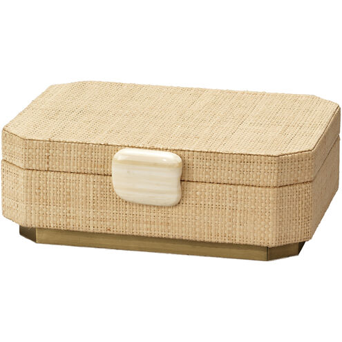 Eden 11 inch Natural Raffia and Ivory Bone Box
