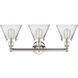 Cone 3 Light 25.75 inch Polished Nickel Bath Vanity Light Wall Light in Clear