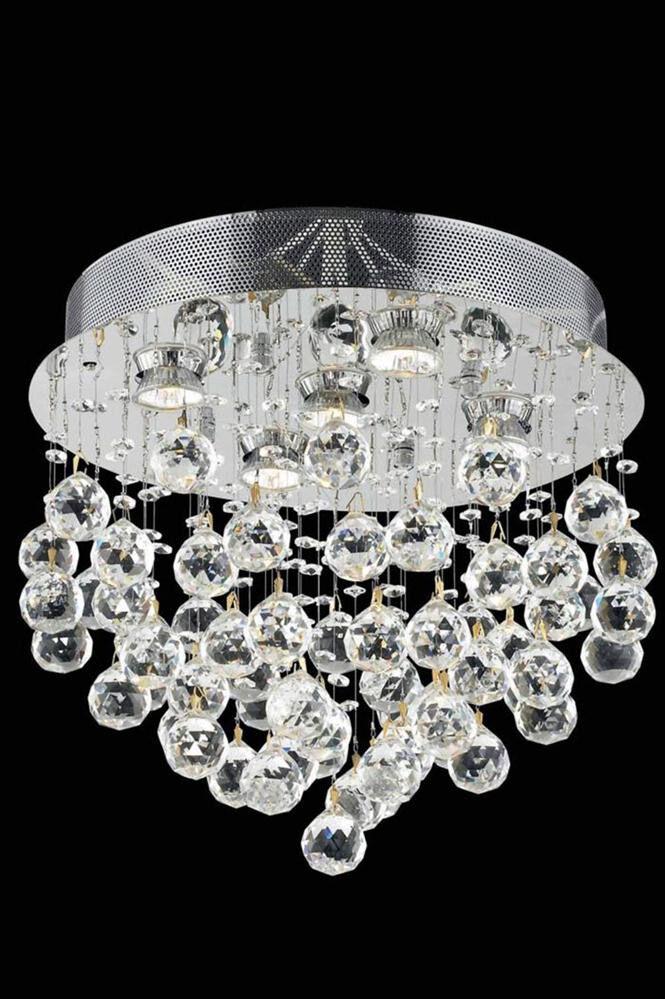 Galaxy 5 Light 16 inch Chrome Flush Mount Ceiling Light in Royal Cut