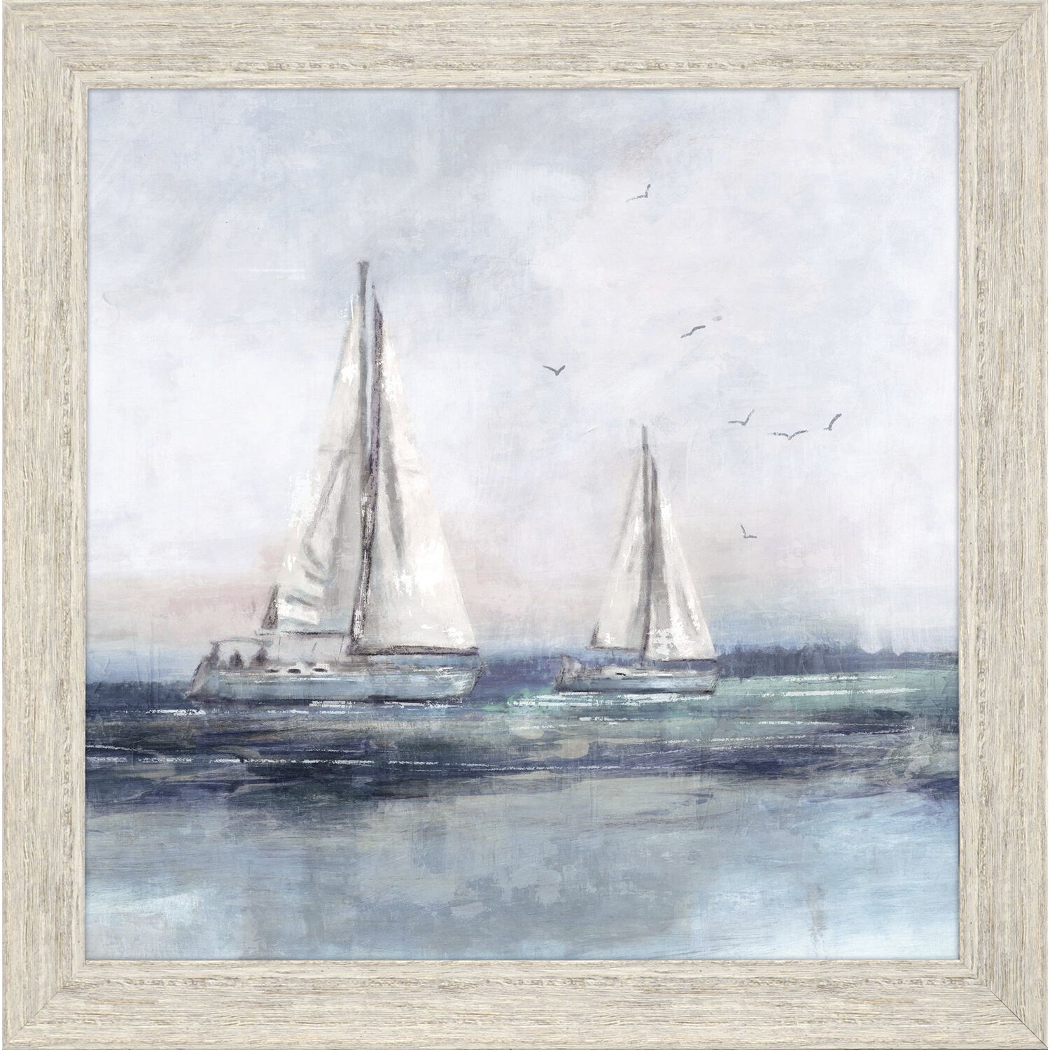 Blue Sailing Blue and Green and Gray Framed Art, Propac