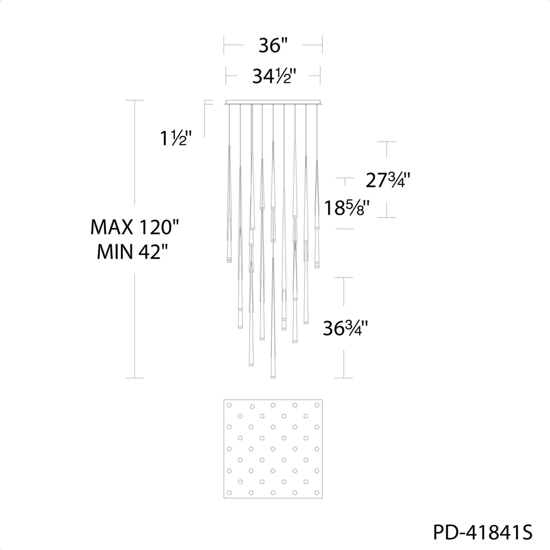Cascade 41 Light 36 inch Aged Brass Multi-Light Pendant Ceiling Light