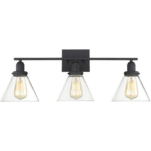 Drake 3 Light 28.5 inch Black Bathroom Vanity Light Wall Light, Essentials