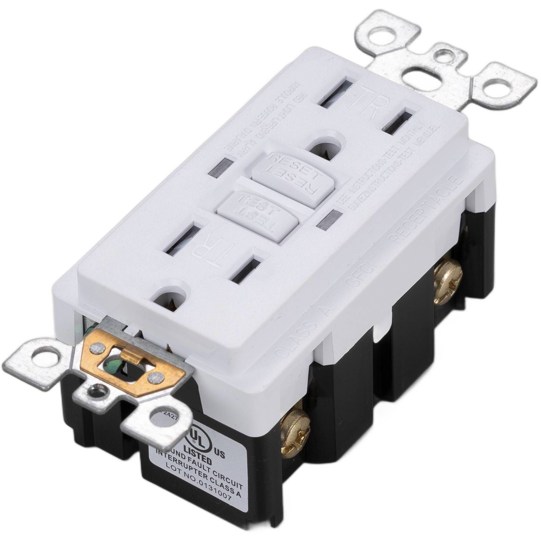 Outlet 125 White Module, Duplex GFCI